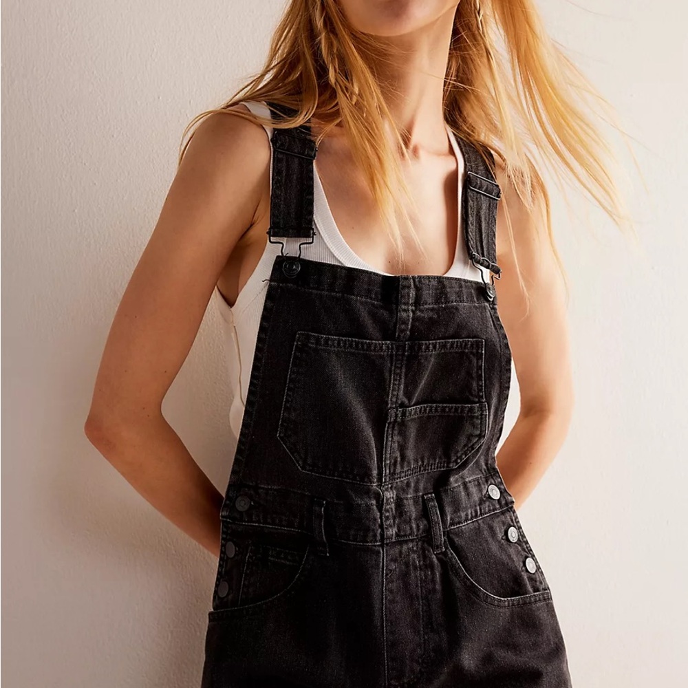 Black Denim Overalls